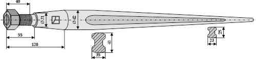 Blunt tine 1000 fitting for Kverneland 2411010