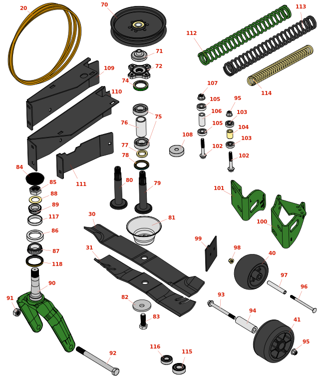 John Deere Z920M ZTrak Zero Turn Mower Deck onderdelen