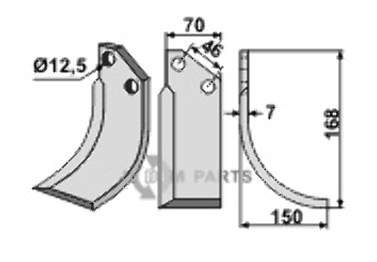 Blade, right model fitting for Muratori 12002801