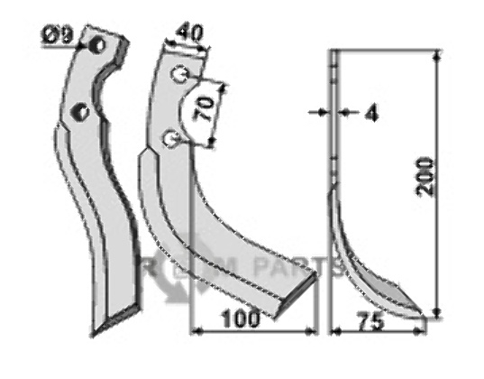 Blade, right model fitting for Iseki 1349-716-0020-1