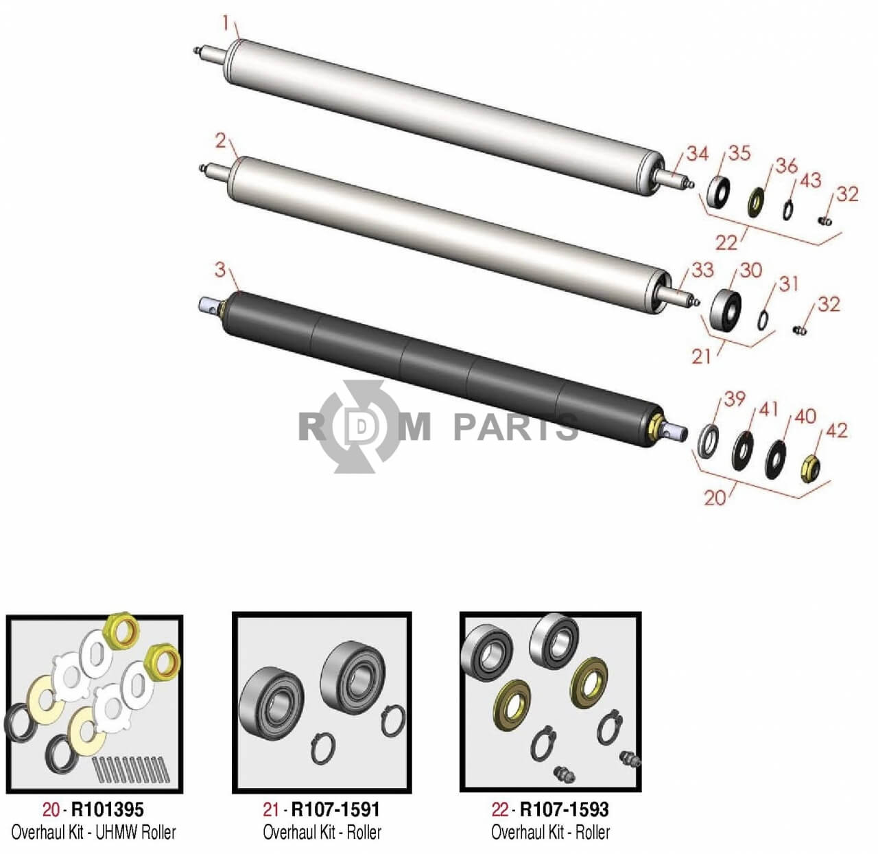 Replacement parts for Rear Rollers SPA unit Model 04472 04473 04482 & 04483