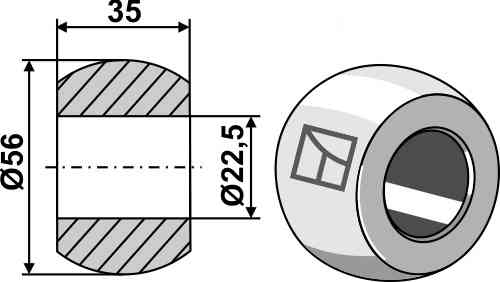 Ball for lower links hooks - Cat. II-I