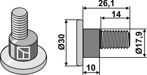 Bolt for rotary mower blades - M10x1,5 - 10.9