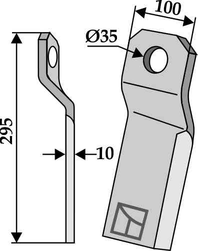 RDM Parts Twisted comminution blade - short - left