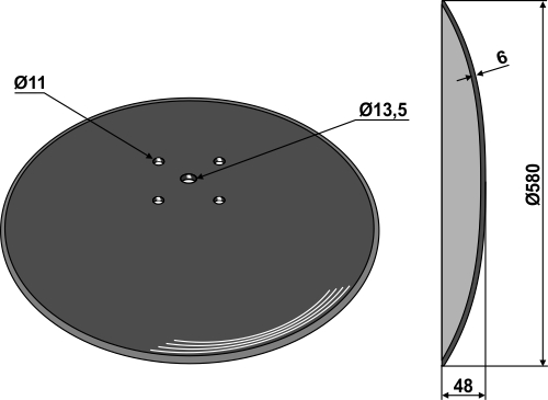 Plain disc Ø580x6 for beet lifters