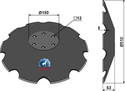Notched disc with flat neck Ø510 31-0764