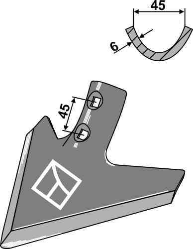 Sweep share fitting for Amazone / BBG HC208