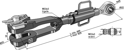Lifting link fork M33x3
