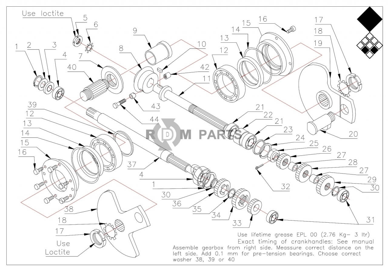 Replacement parts for VD7117 Transmissie