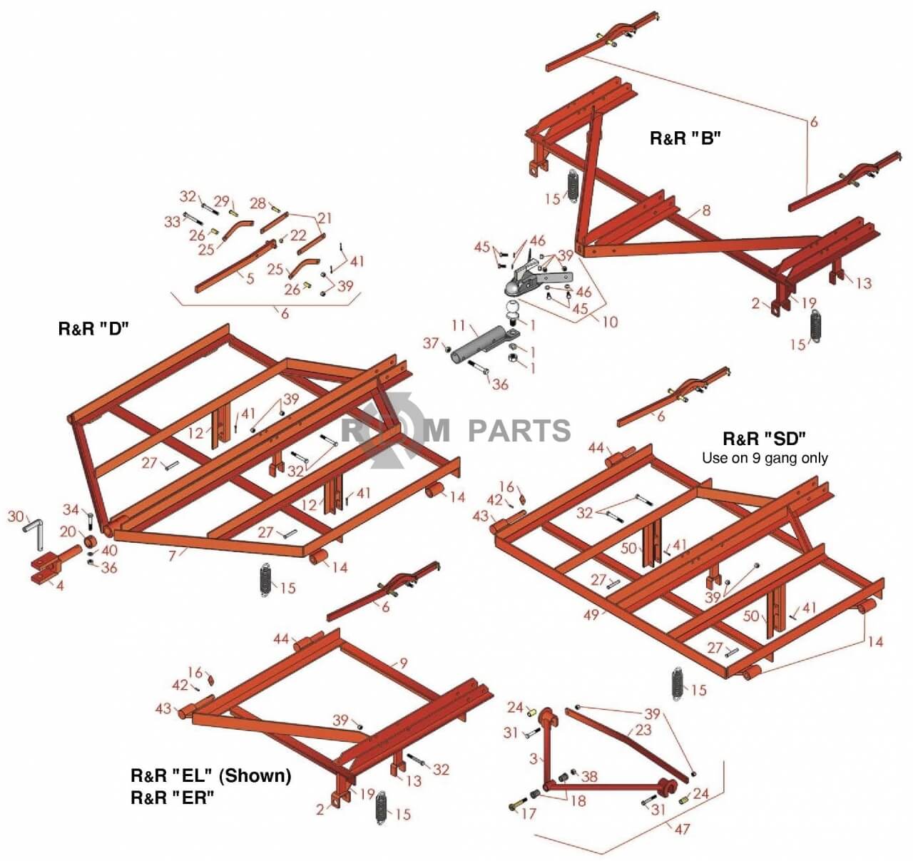 Replacement parts for Jacobsen Fairway Pull Frame