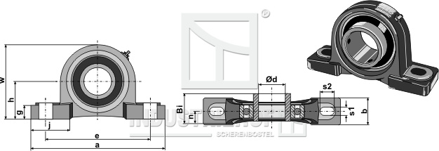 Stehlager UCP - Ø60 geeignet für Kverneland KW 111001051