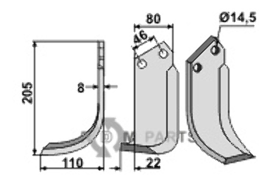 Fräsmesser, linke Ausführung geeignet für Breviglieri 30329S