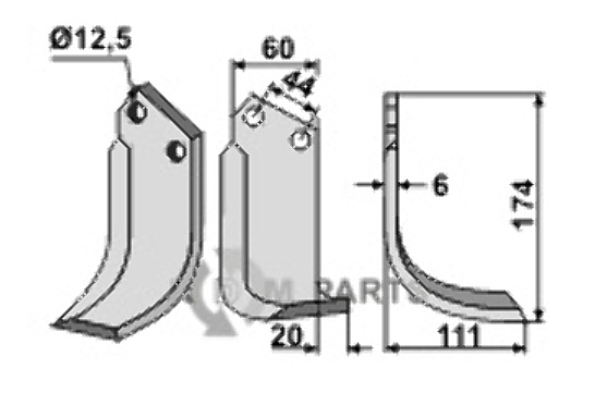 Blade, right model fitting for Celli 522600