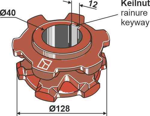 Nusskettenrad Ø128 geeignet für Pöttinger 540101010 / 548103010