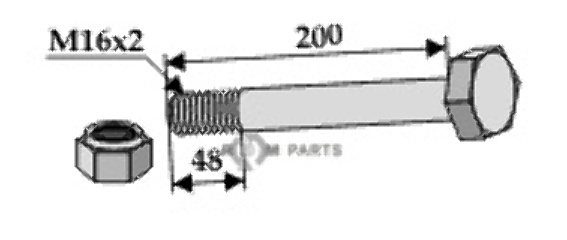 Schraube mit sicherungsmutter - m16 x 2 - 8.8 63-16200