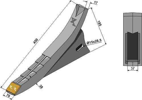 Schaarpunt - Carbide passend voor Maschio / Gaspardo R17622960