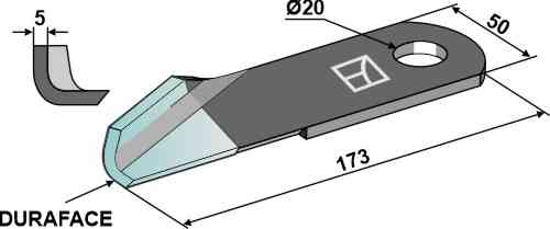 Strohhäcksler-Messer links - DURAFACE geeignet für New Holland 87384918