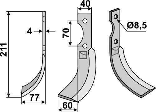 Fräsmesser, linke Ausführung geeignet für S.E.P. 430/450 - 215668
