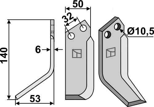 Fräsmesser, linke Ausführung geeignet für Pasquali 591-F901 (HP6) - 500096