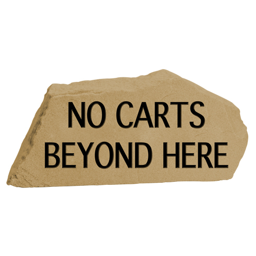 Sign - "no carts beyond here" - sandstone