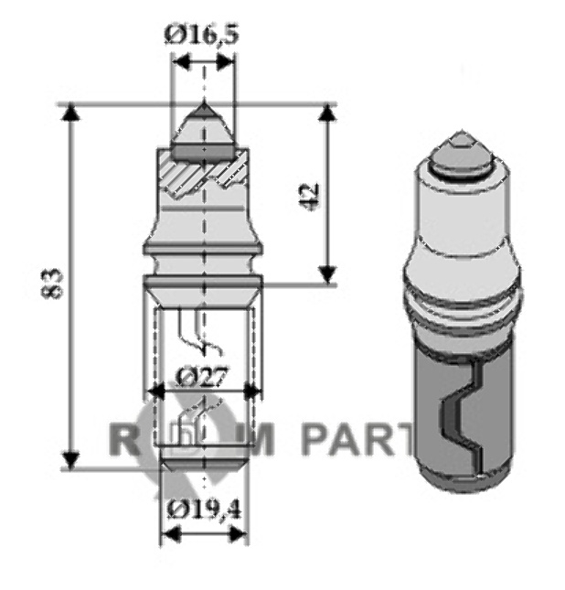 RDM Parts Round attrack tick for trencher with hardmetal