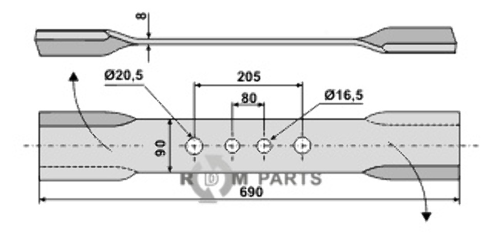 RDM Parts Gedrehtes Messer - rechte Ausführung