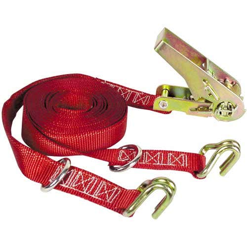 Ratchet tie down w/ dbl j-hooks - 16ft x 1in