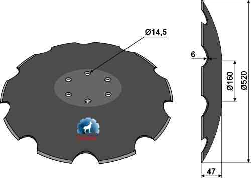 Notched disc - Ø520x6 31-0745