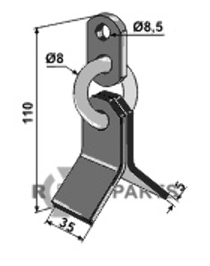 RDM Parts Y-Messer mit Kette geeignet für Mulag TM60-04-0131 / 101042