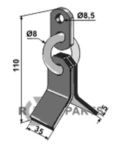 RDM Parts Y-blade with chain fitting for Mulag TM60-04-0131 / 101042