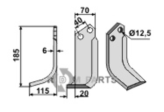 Blade, left model fitting for Breviglieri 8300020