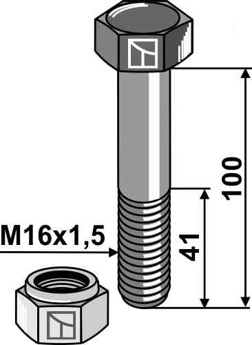 Schraube mit sicherungsmutter - m16x1,5 - 10.9 63-bul-41