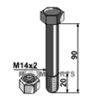 Schraube mit sicherungsmutter - m14x2 - 12.9 63-tur-91