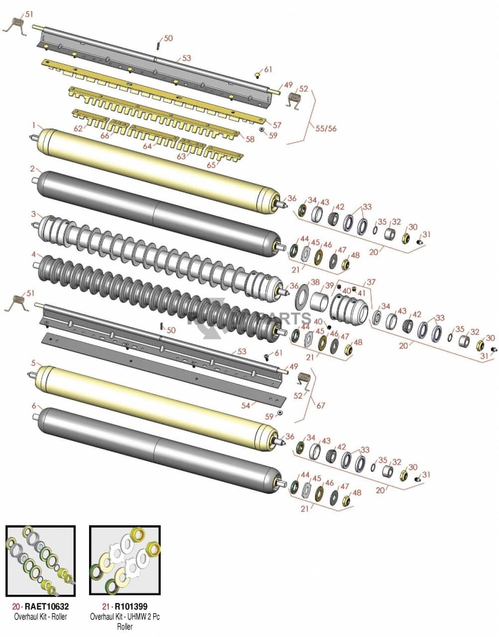 Replacement parts for Rollers ESP model 303 305 756 856 3325 & 3365