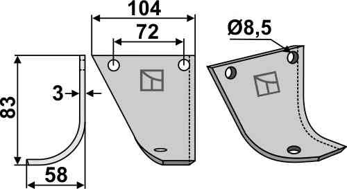 Blade, left model fitting for Hako 90-00 978/8 Blade, left model fitting for Hako 90-00 978/8