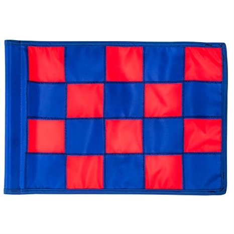 Small checkered golf flag red with blue