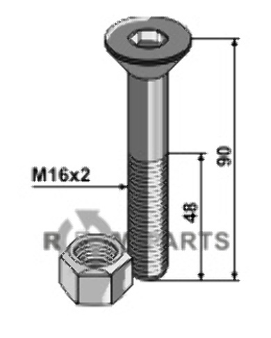 Umbracobolt m16x2x90 - 10.9 m. møtrik 63-roe-93