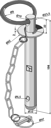 socket pin with chain and linch pin