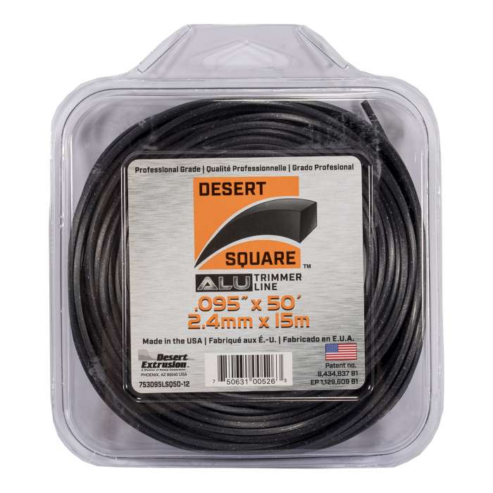 Trimmer line desert square alu large square black .095" / 2,4 mm 50' / 15 m