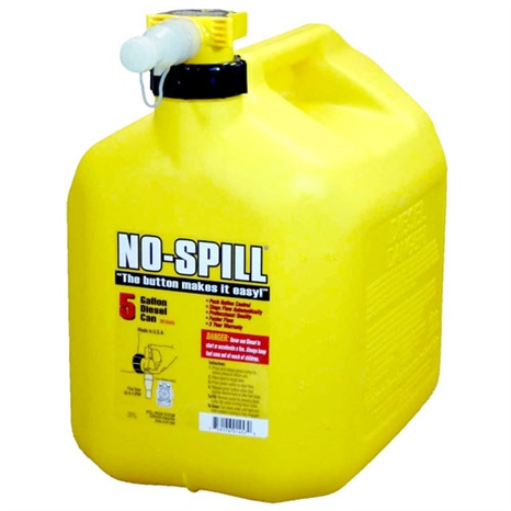 No-spill poly diesel can - 5.0 gal yellow