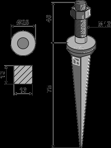 Harrow teeth from boron steel with square neck