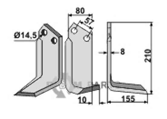 Blade, right model fitting for Muratori 120058