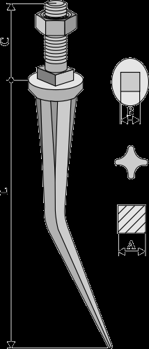 Cone shaped harrow teeth with ribs "star" hardened curved