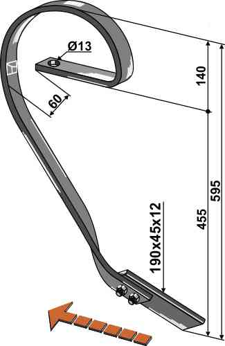 Schleppzinken, rechte Ausführung geeignet für Kverneland RF29726X1