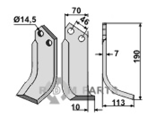 Blade, right model fitting for Muratori 1200013