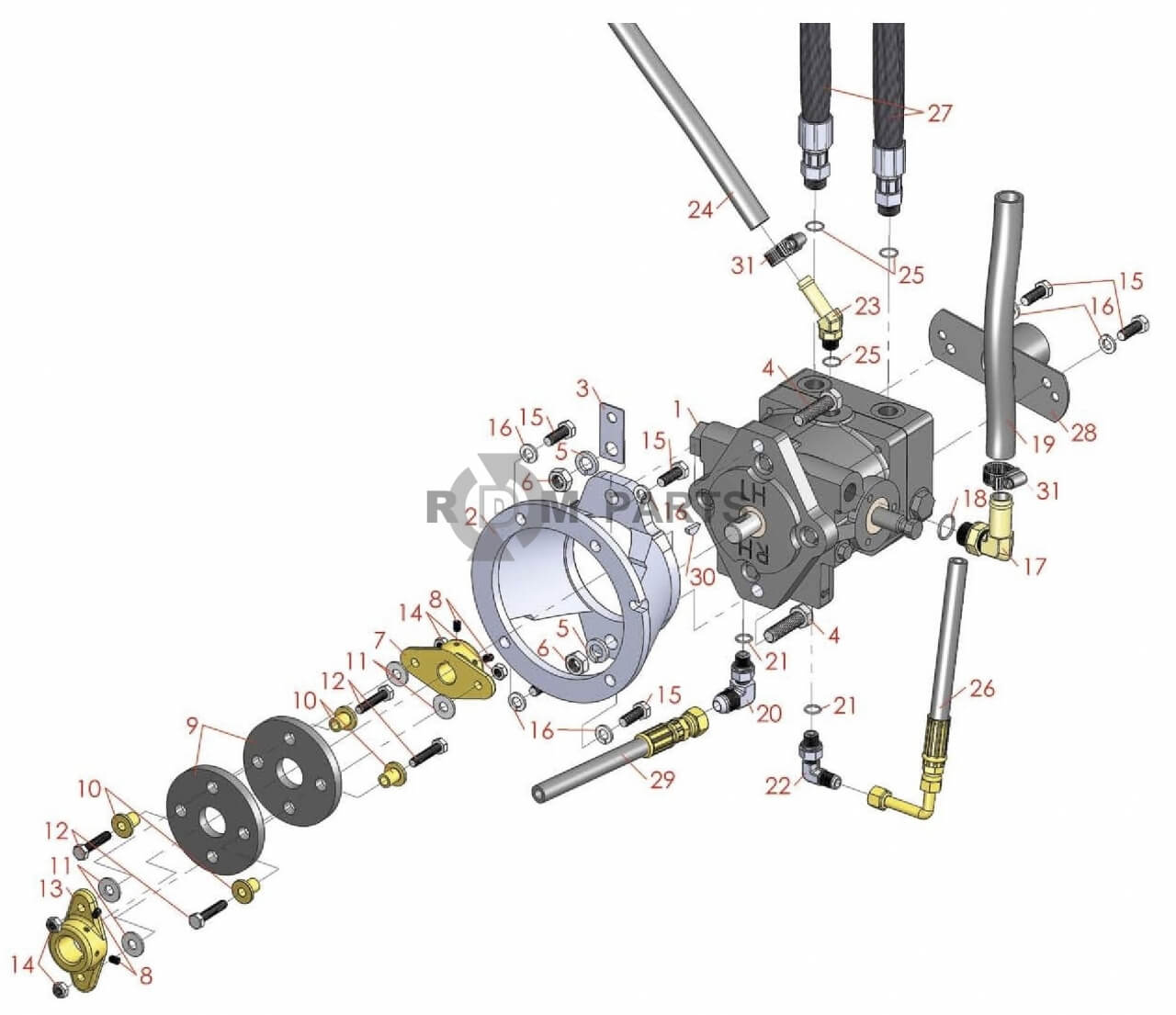 Replacement parts for Toro Sand Pro 2020 Hydraulic Pump