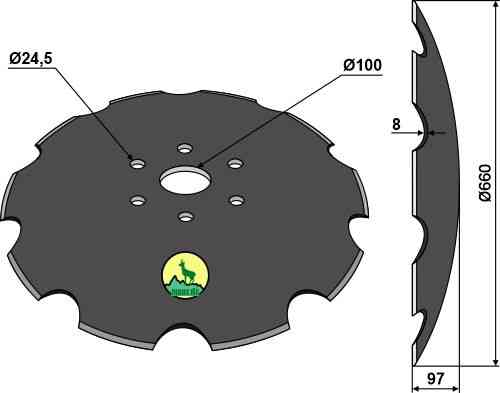 Getande schijf - Ø660x8 passend voor Grizzly D36ESB02