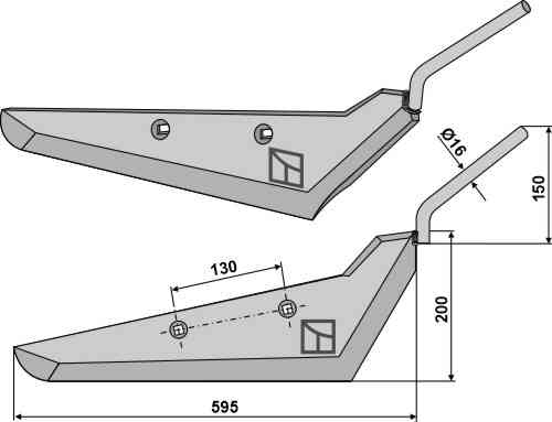 Beet lifter share, right model fitting for Gilles 6993