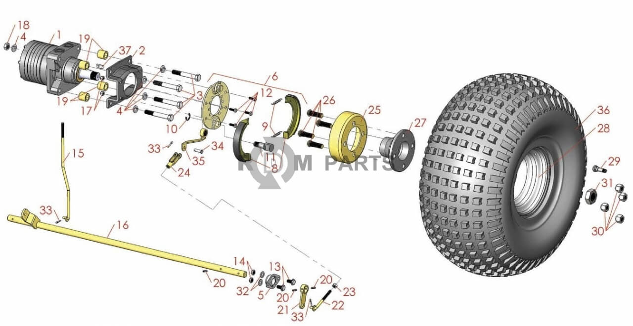 Replacement parts for Toro Sand Pro 3020 Rear Wheel