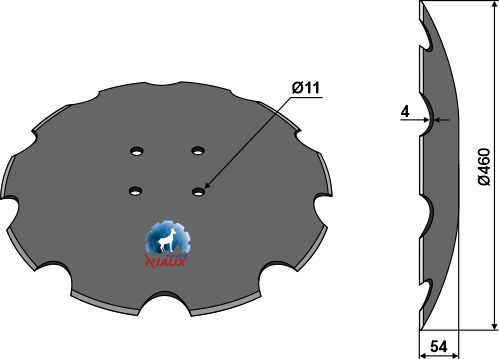 Concave discs for hubs with 4 holes